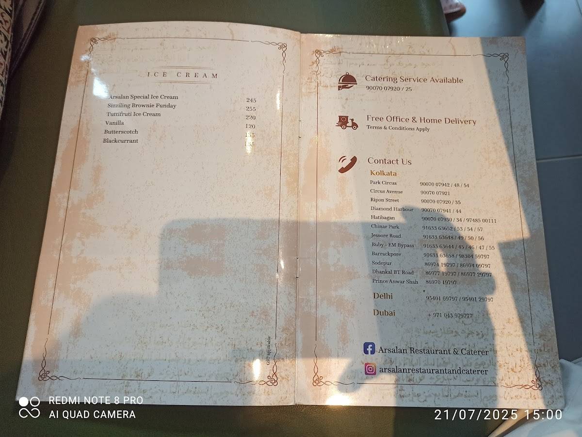 Arsalan Restaurant & Caterer - Jadavpur menu