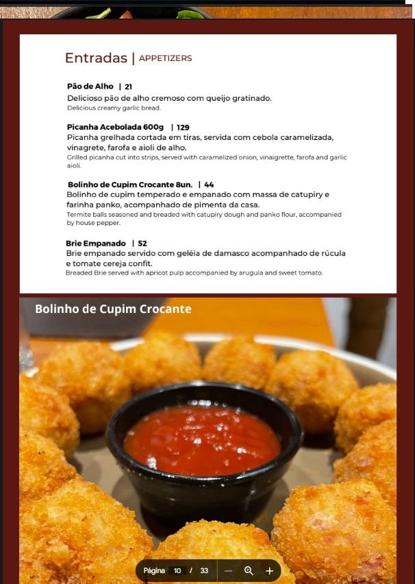 Auá Gastronomia Vale Sul Shopping cardápio