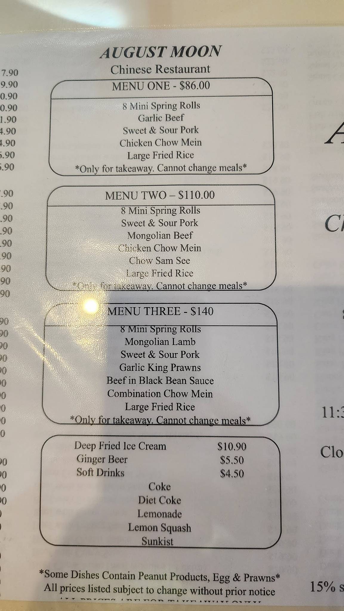 Menu at august moon chinese restaurant kyogle kyogle