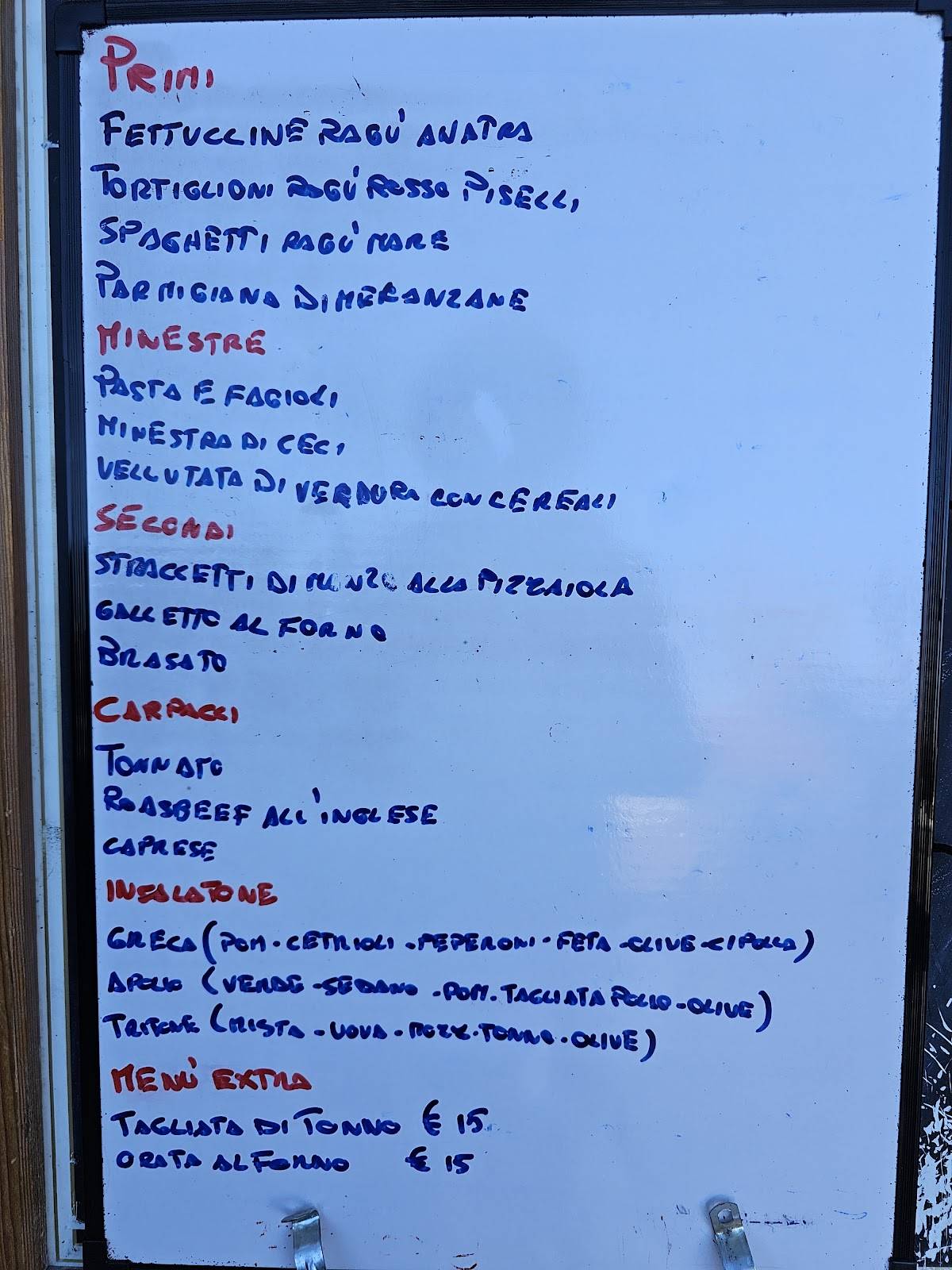 Menu di Bar Ristò AURORA Pizzeria 