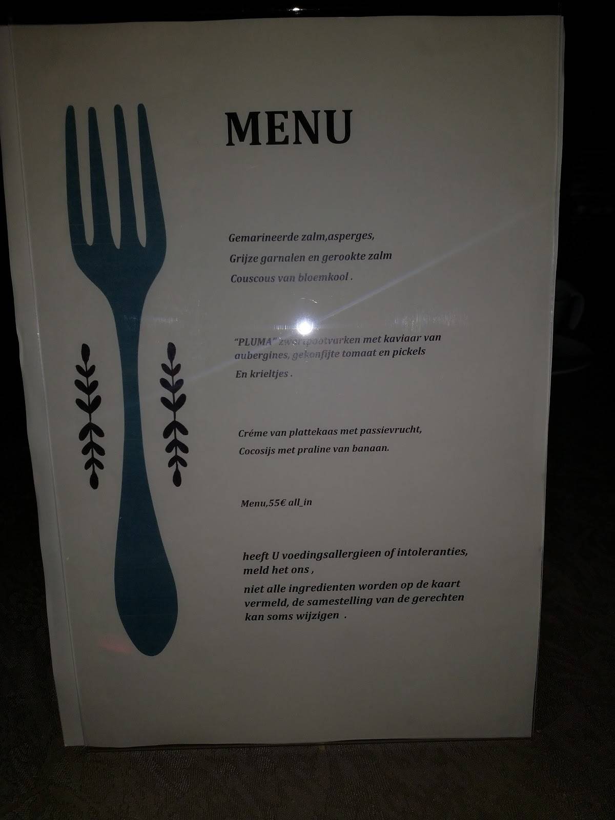 Menu de Restaurant Axel Dewit