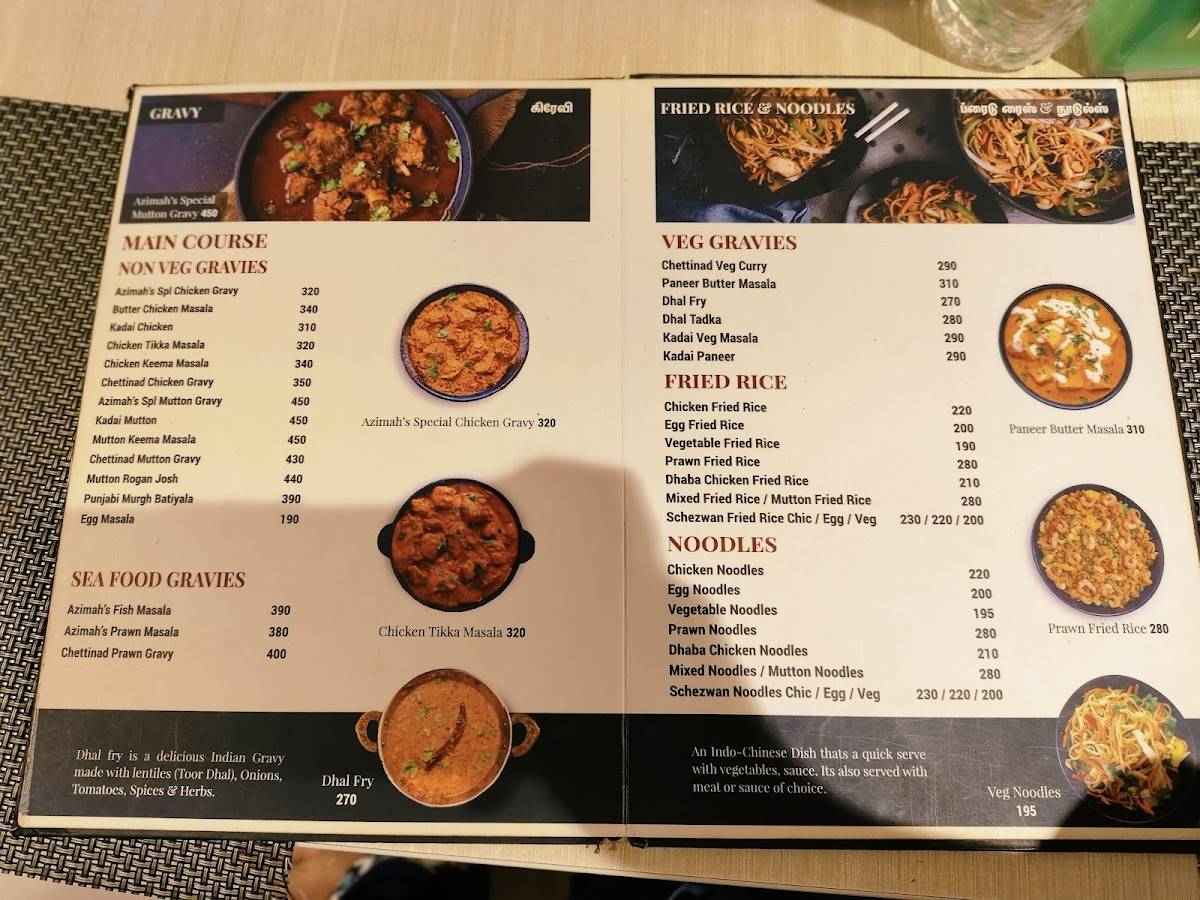 Azimah Arabian Restaurant menu