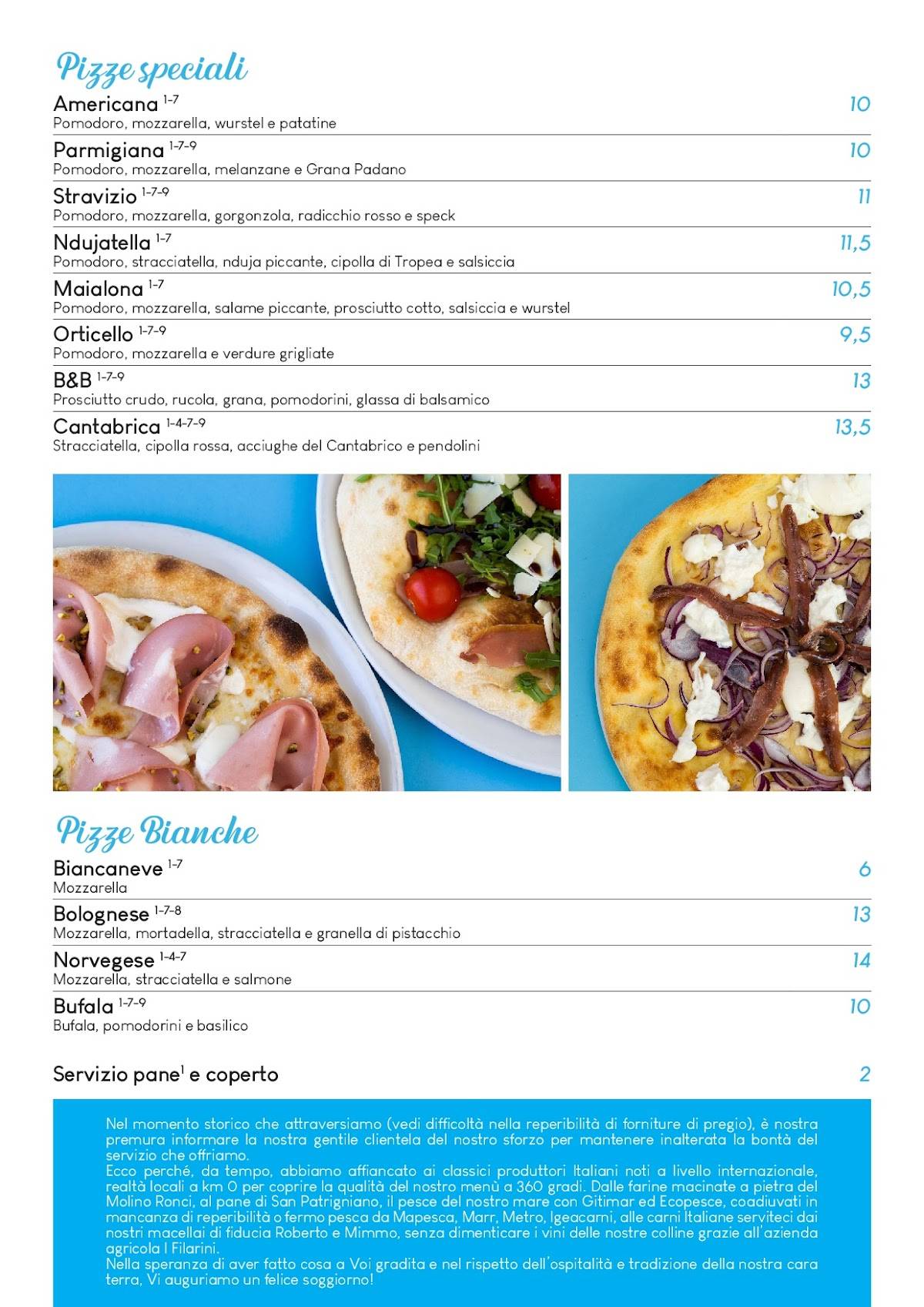 Menu di B&B Bar Ristorante Pizzeria 