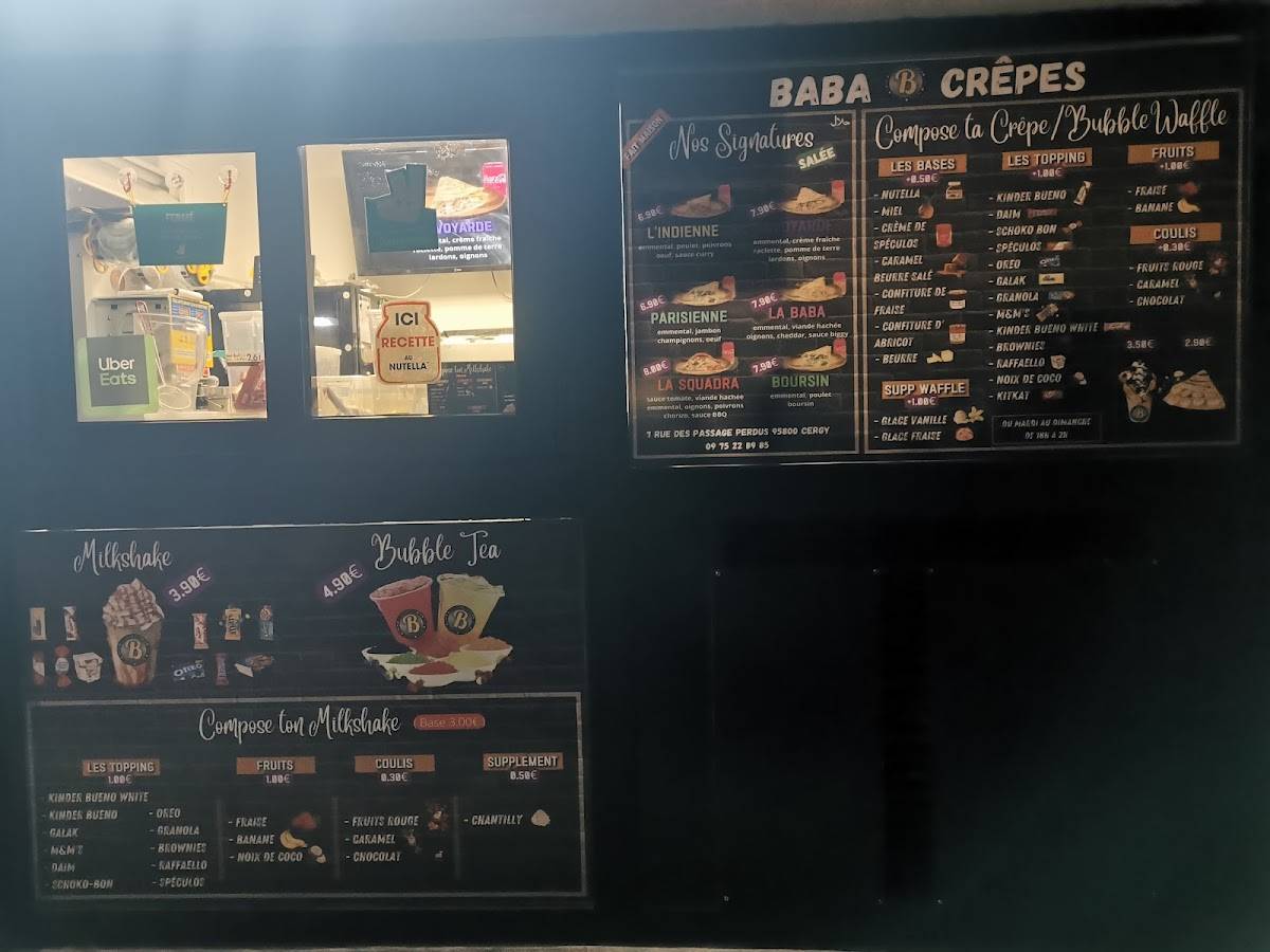 Menu de BABA BURGER