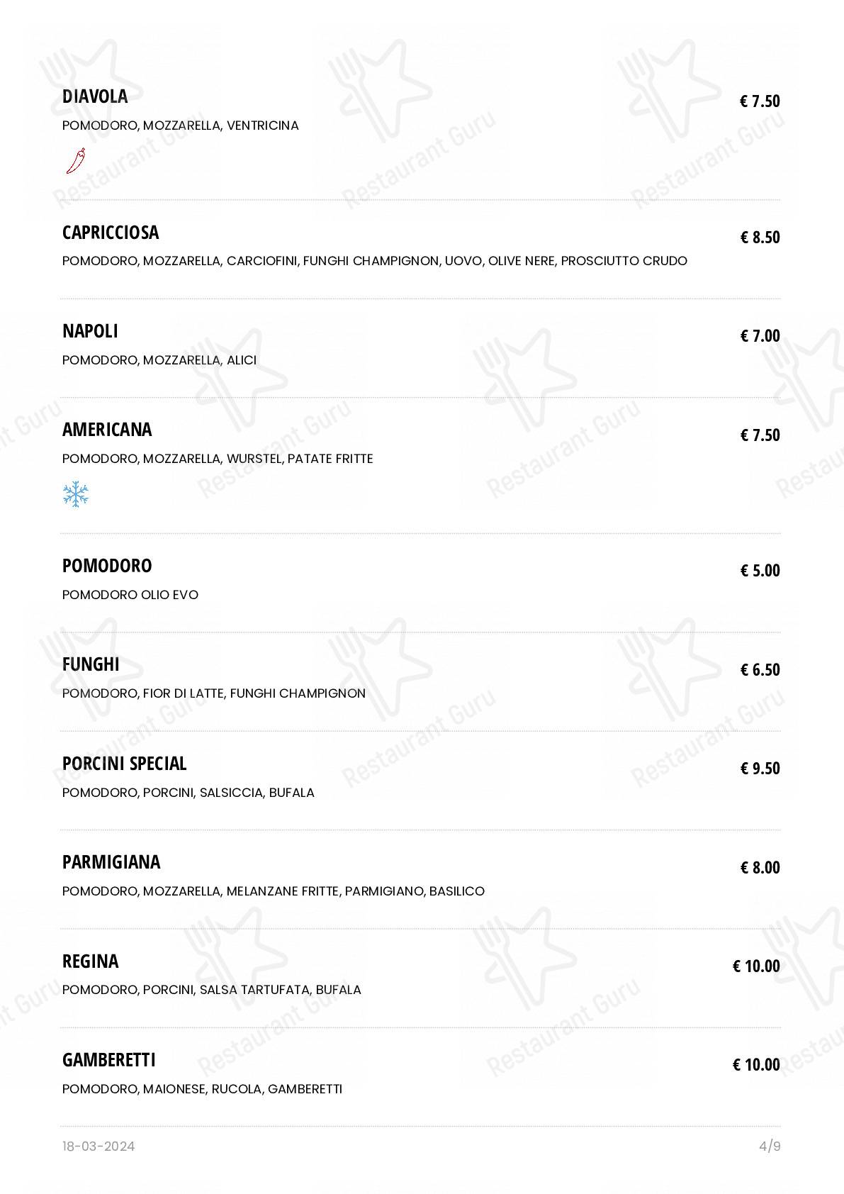 Menu di BACCO Pizza Romana