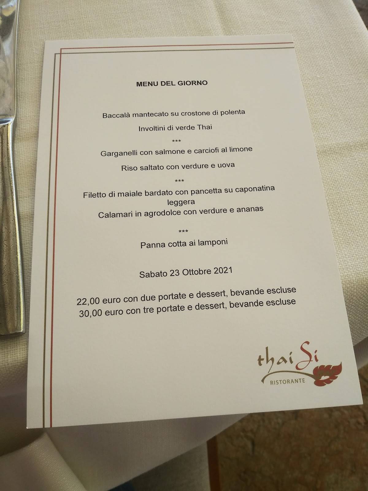 Menu di Thai Si Ristorante 