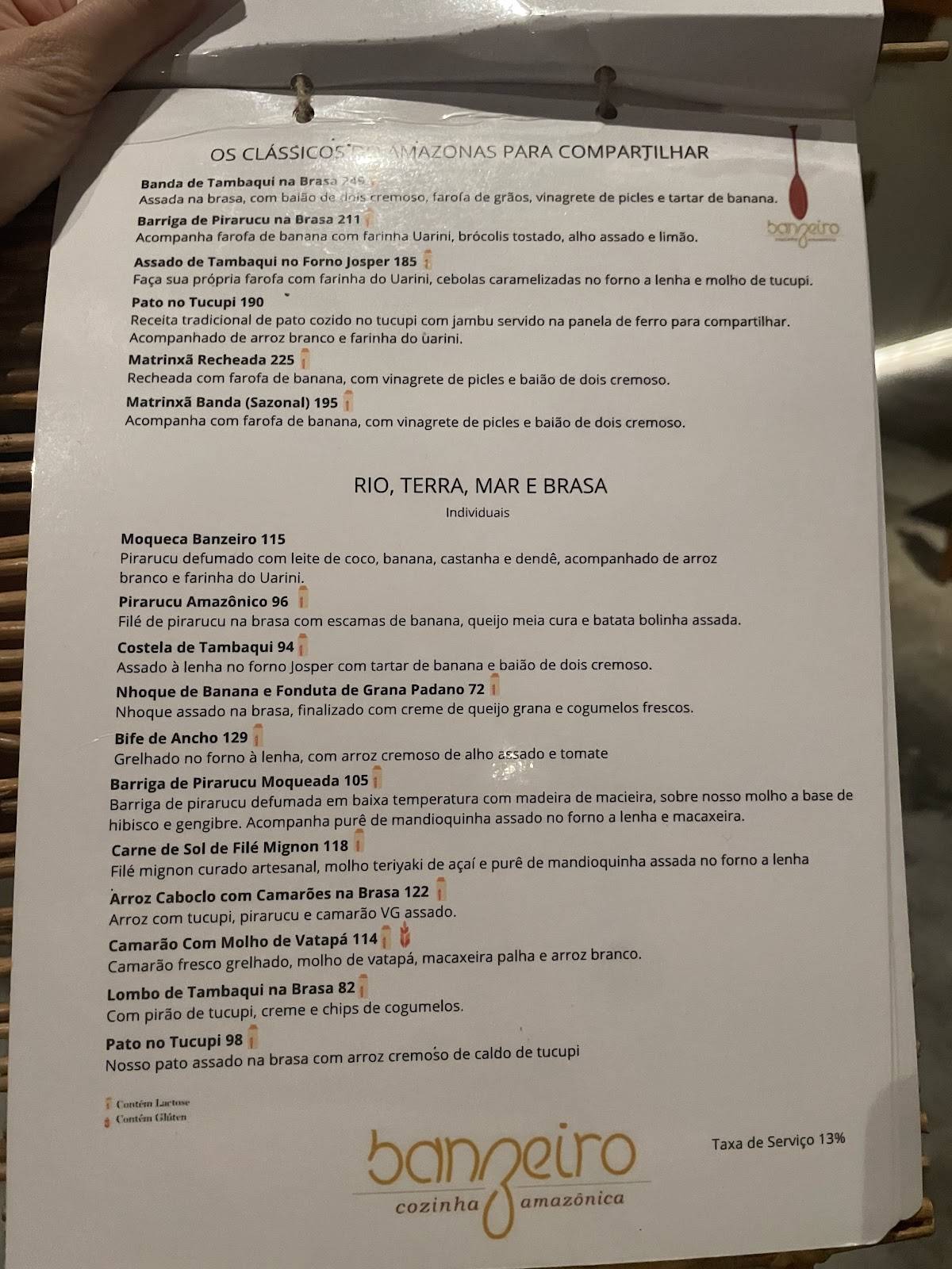 Restaurante Banzeiro São Paulo cardápio