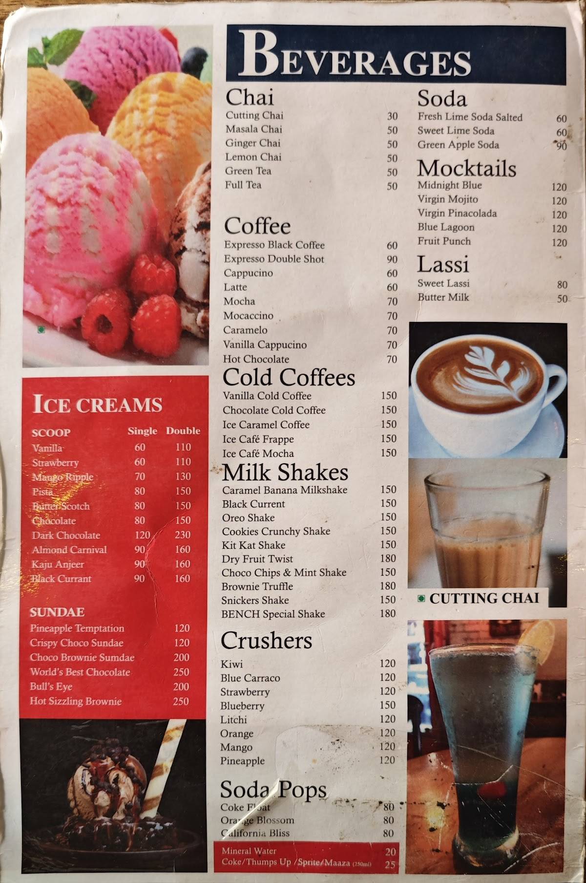 Bench Cafe & Restaurant menu