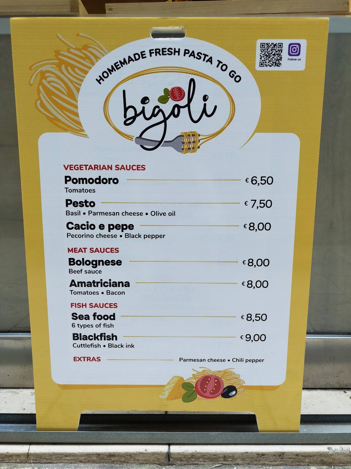 Menu di Bigoli FreshPastaToGo 