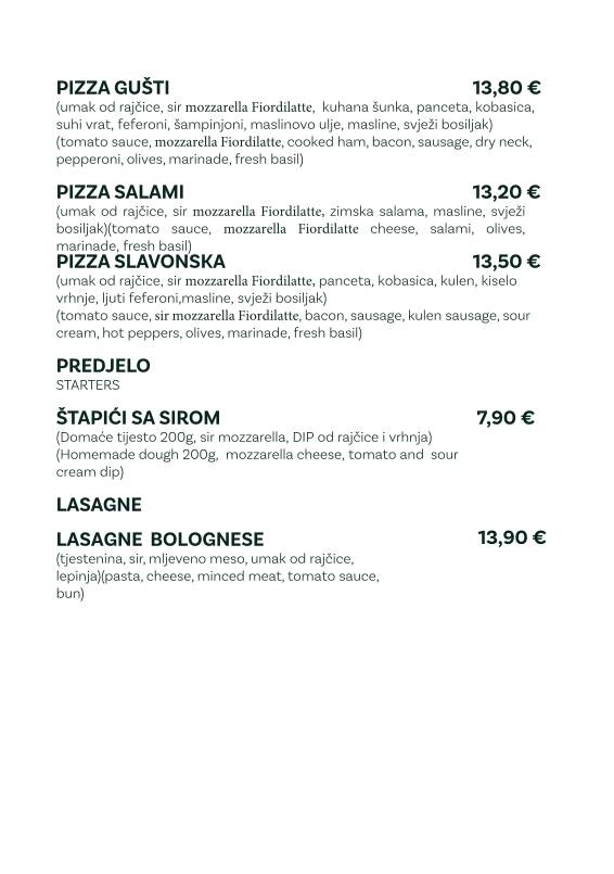 Menu di Bistro Gušti 