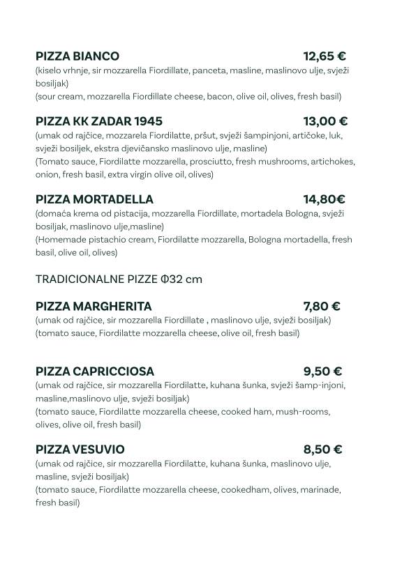 Menu di Bistro Gušti 