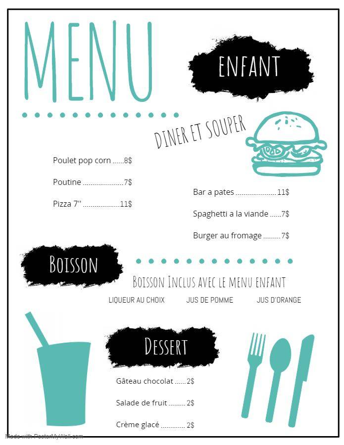 Menu au Restaurant Bistro Jos Blo, LacEtchemin