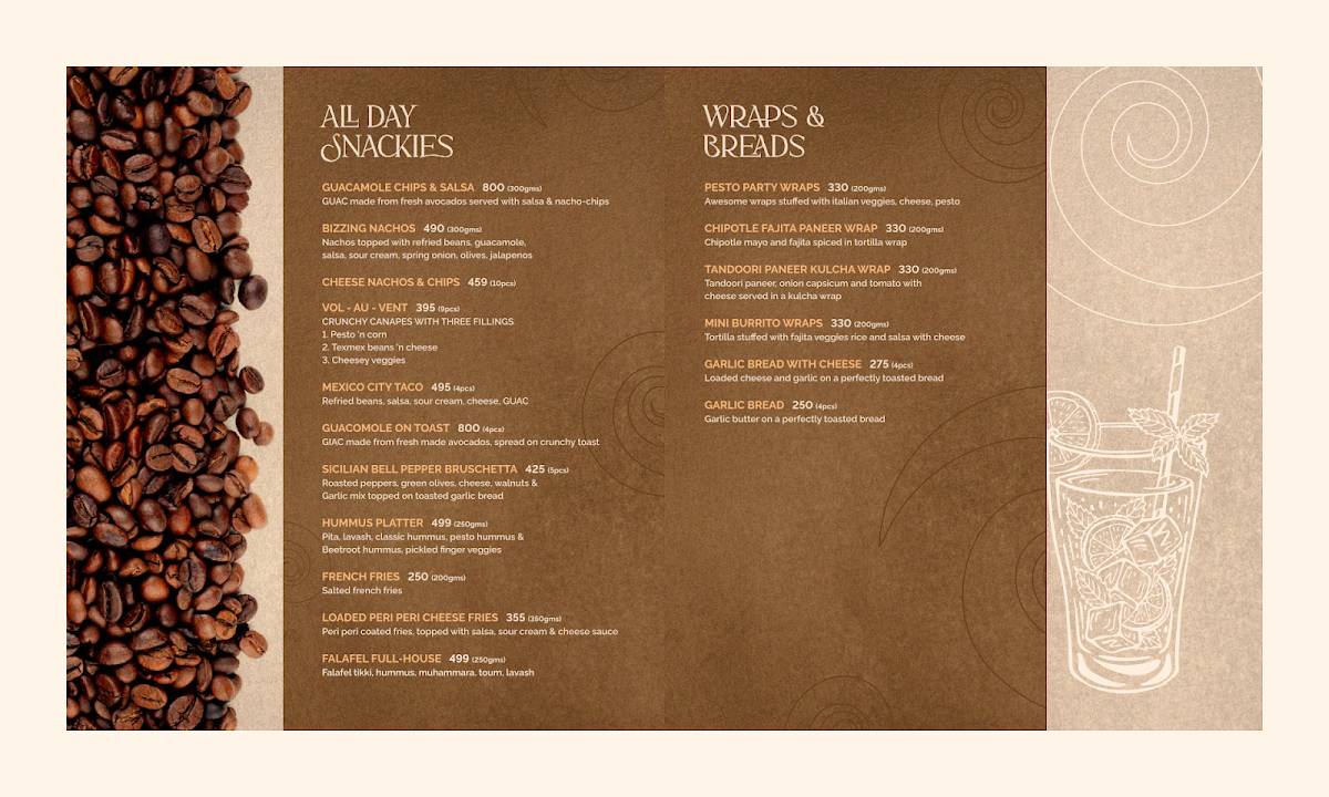 Bizz The Hotel menu
