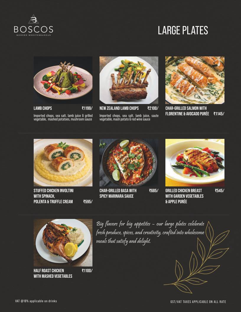 Boscos menu