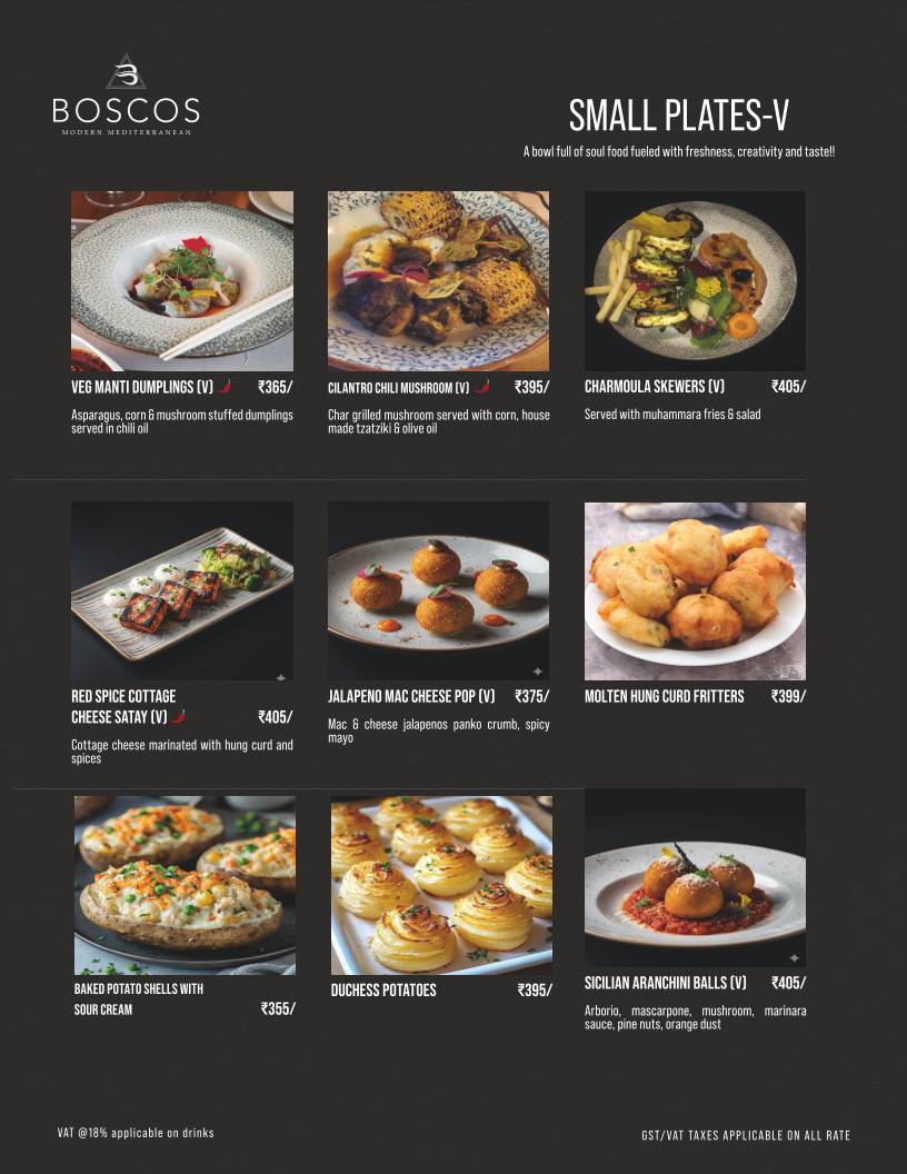 Boscos menu