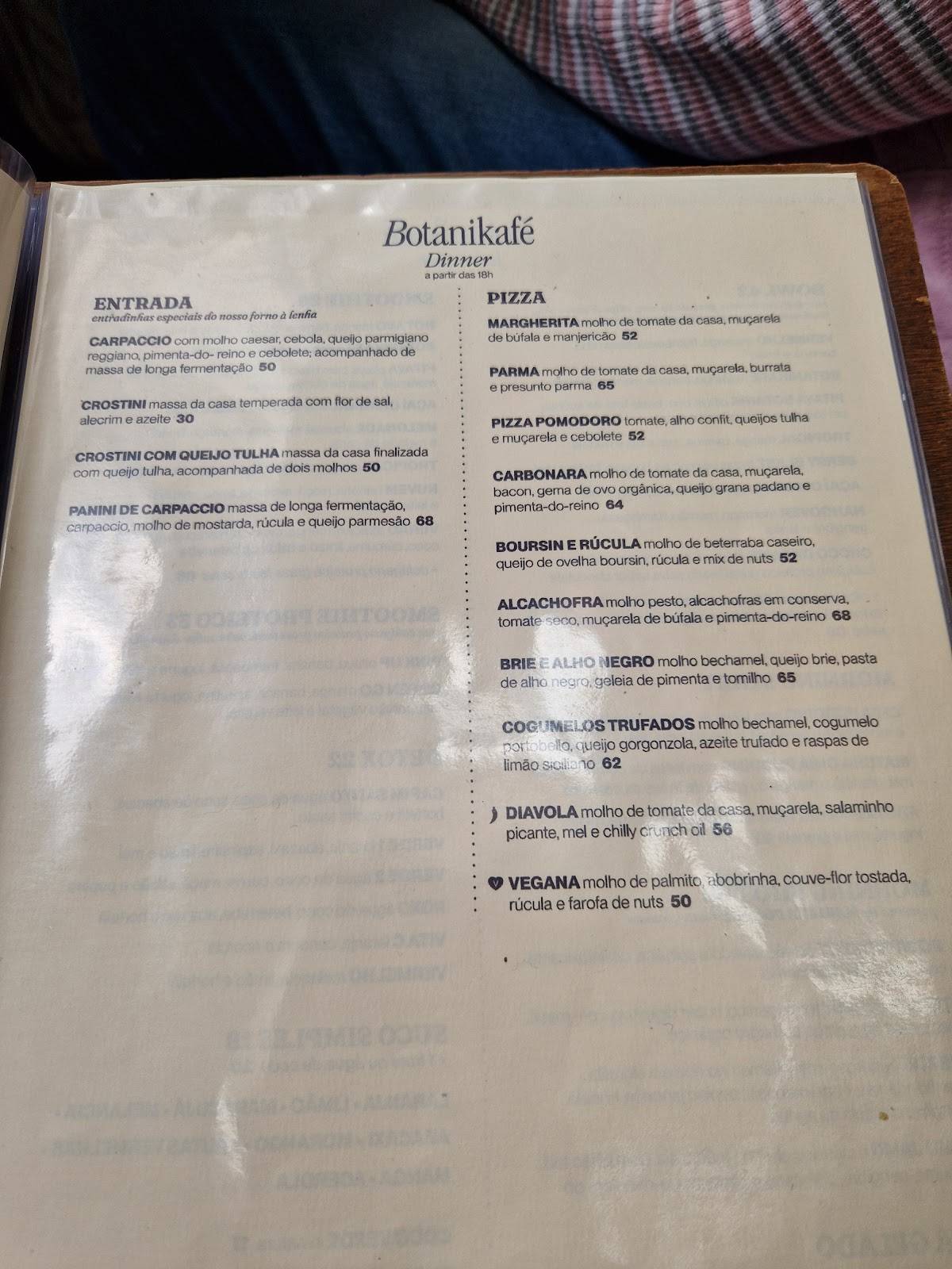 Botanikafé Jardins cardápio