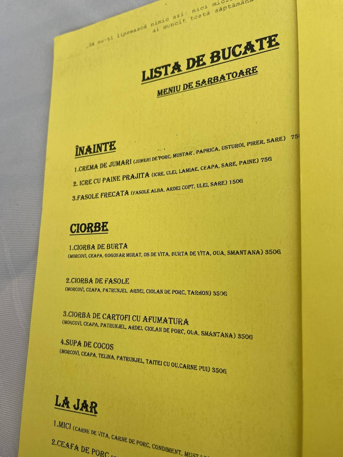 Menu de Restaurant Bran Parc (Bikers Welcome)