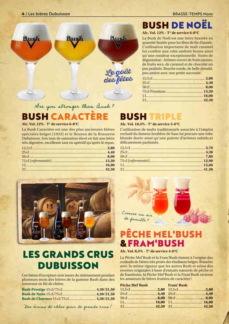 Menu de Brasse-Temps - Restaurant Brasserie Mons