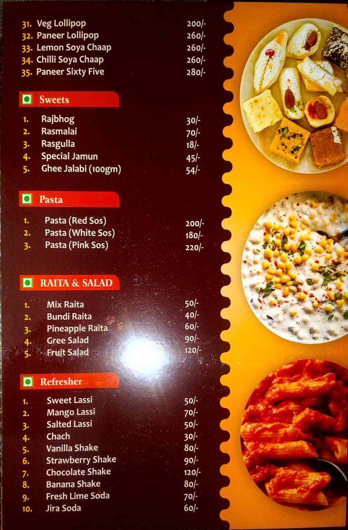 Brijwasi Sweets and Restaurant menu