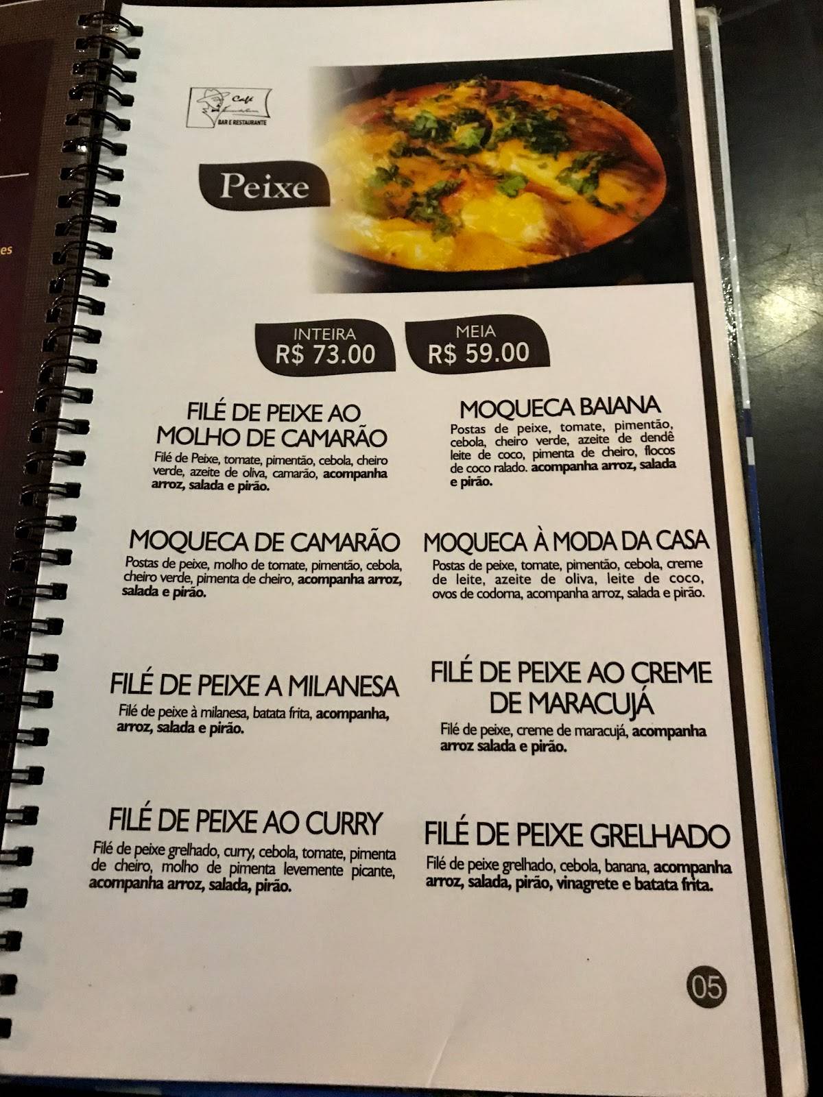 CAFÉ FERNANDO PESSOA cardápio