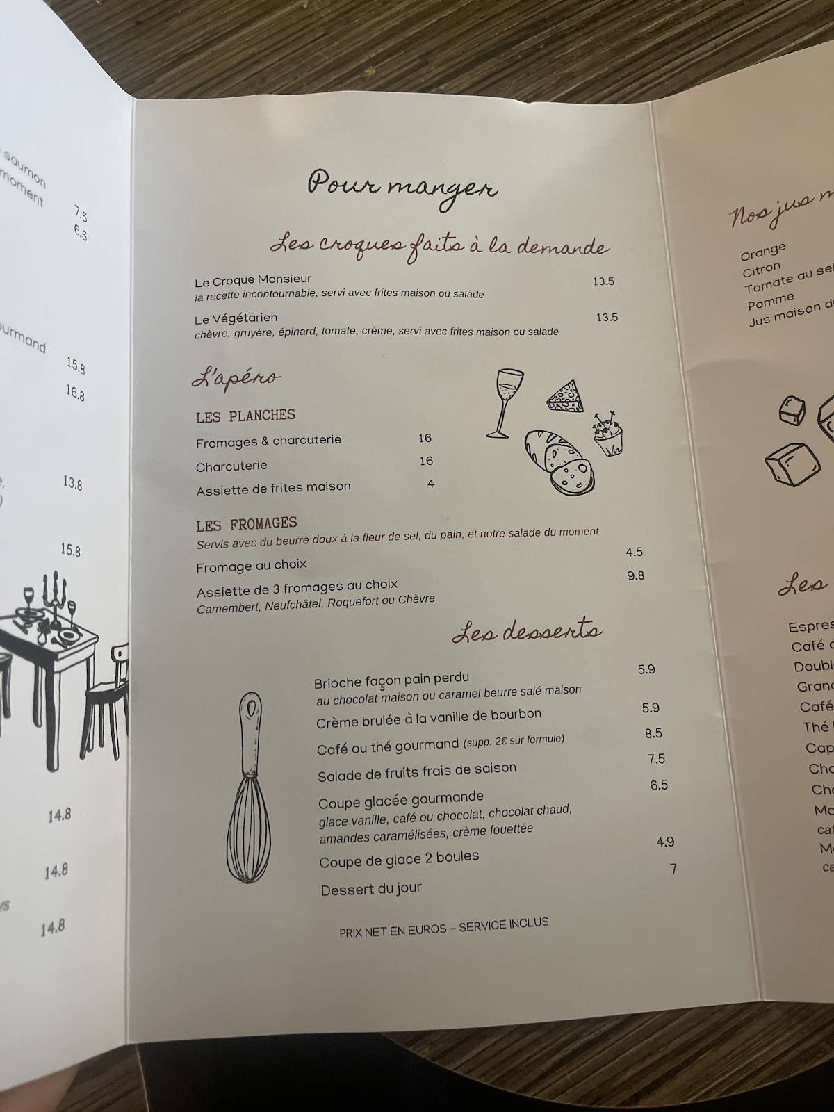 Menu de Bar Brasserie L'Arrivée