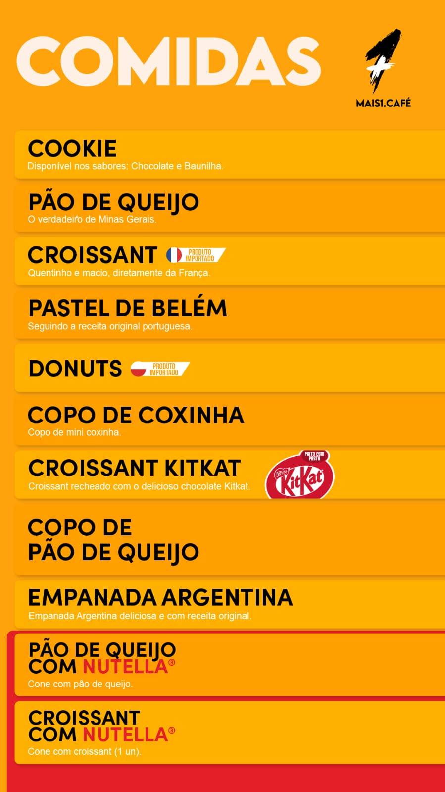 Cafeteria Mais1.Café - Maringá cardápio