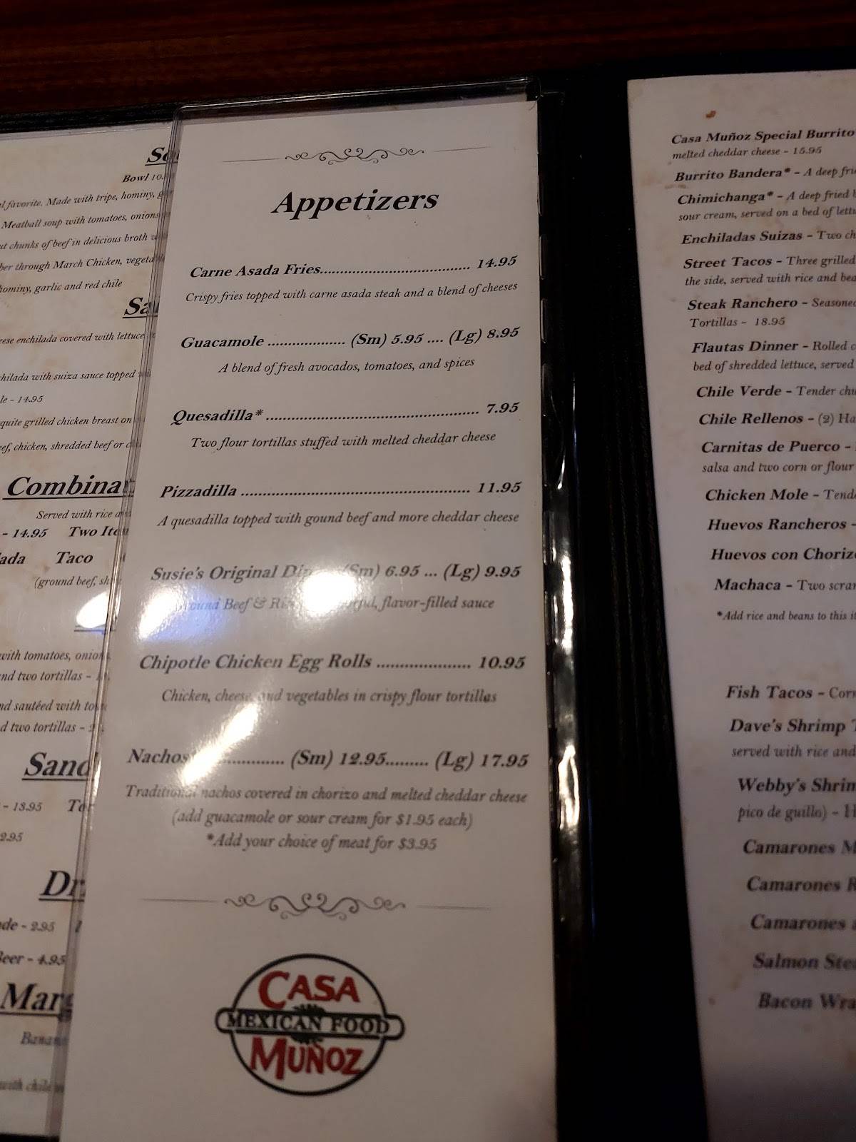 Menu at Casa Munoz restaurant, Bakersfield