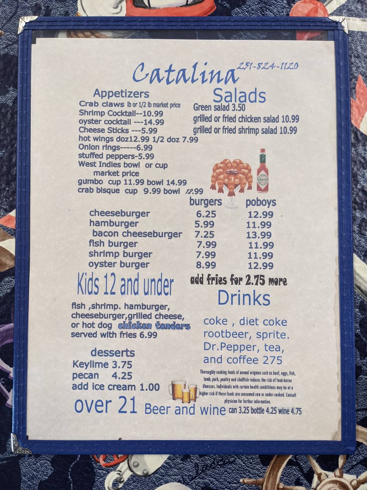 Menu at Catalina Restaurant, Bayou La Batre