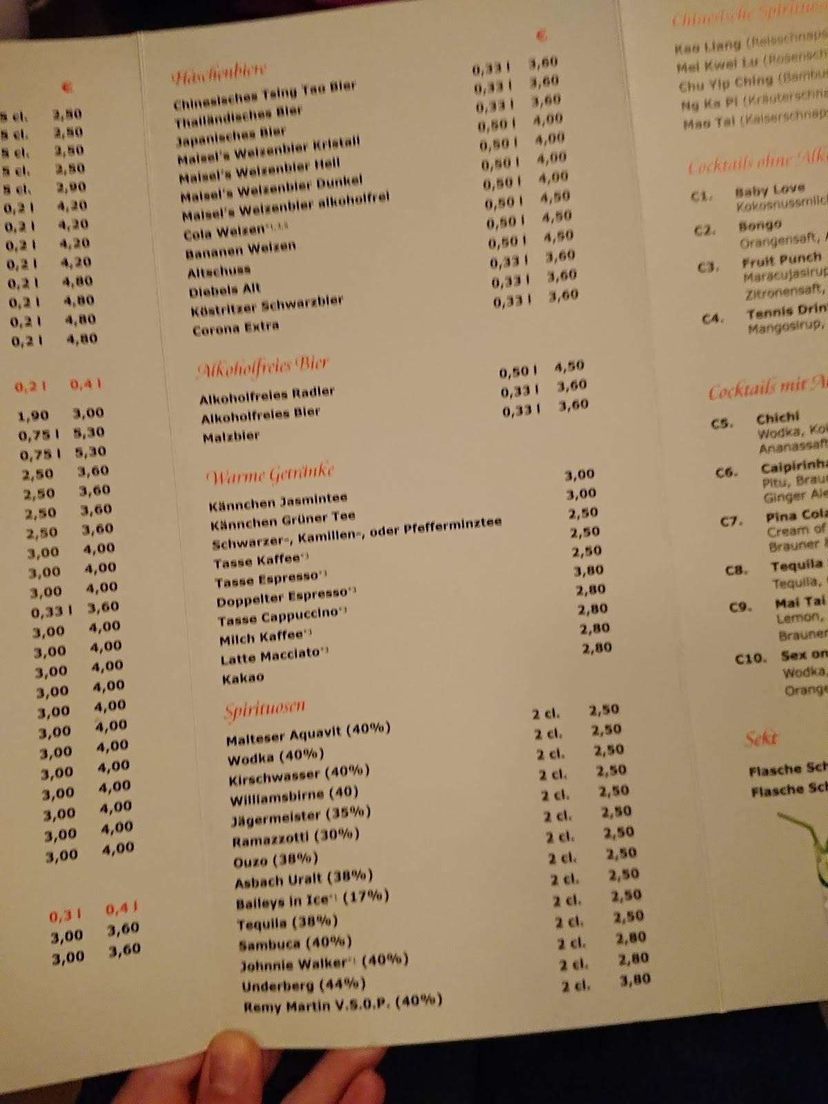 Speisekarte von China Garten restaurant, Holzminden