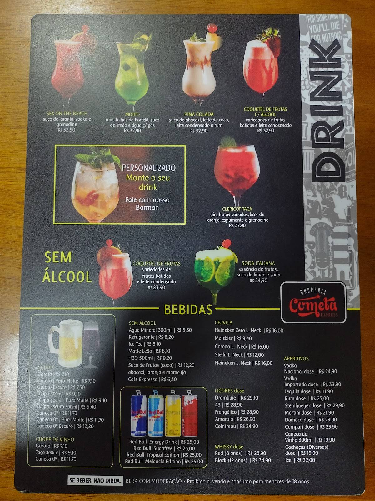 Choperia Cometa Express cardápio