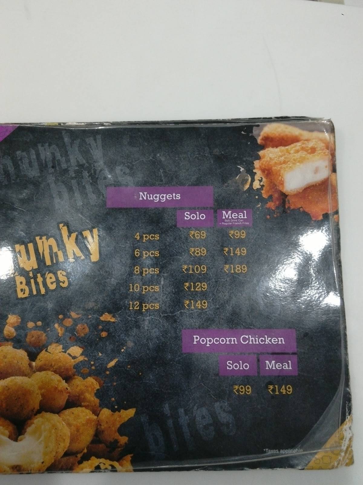 Chunky Chicken menu