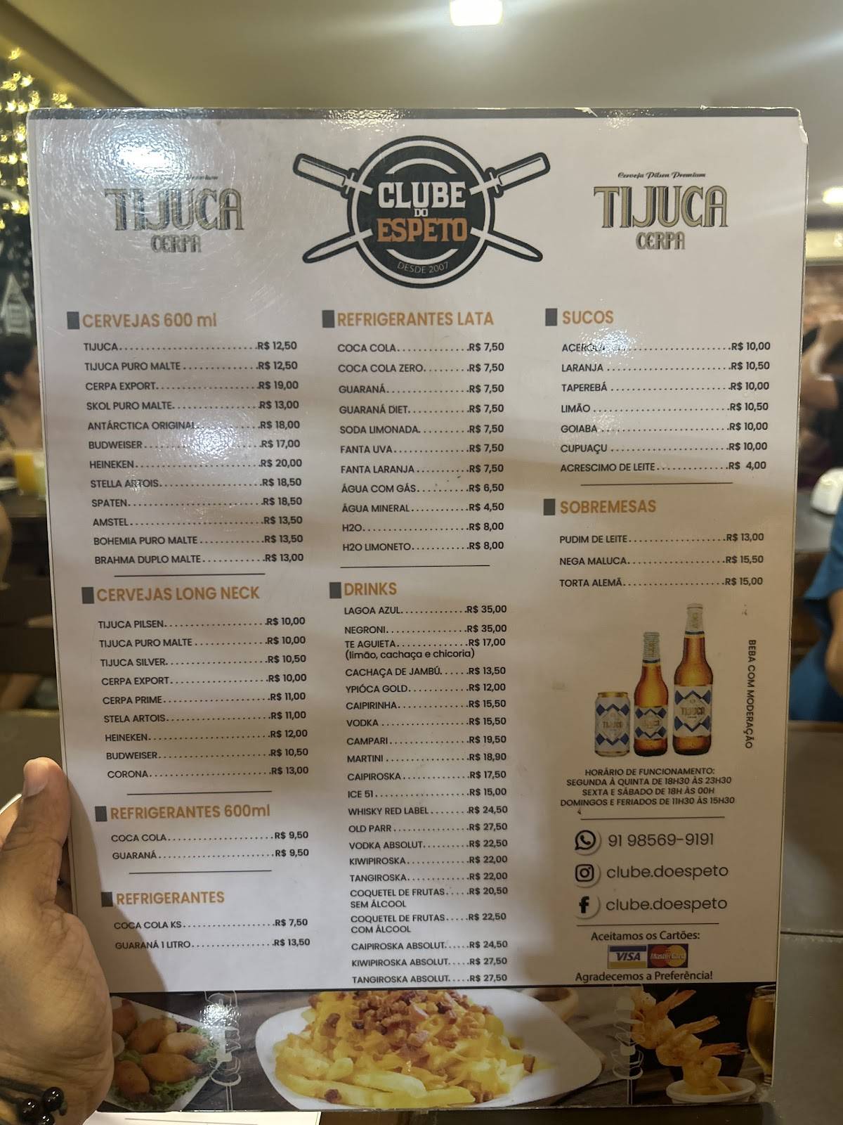 Clube do Espeto Grill cardápio