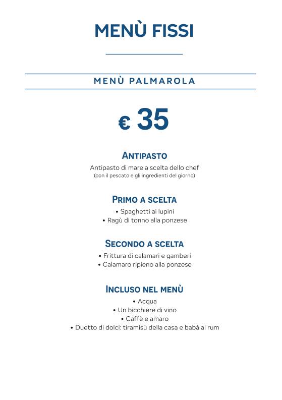 Menu di Come Ponza 