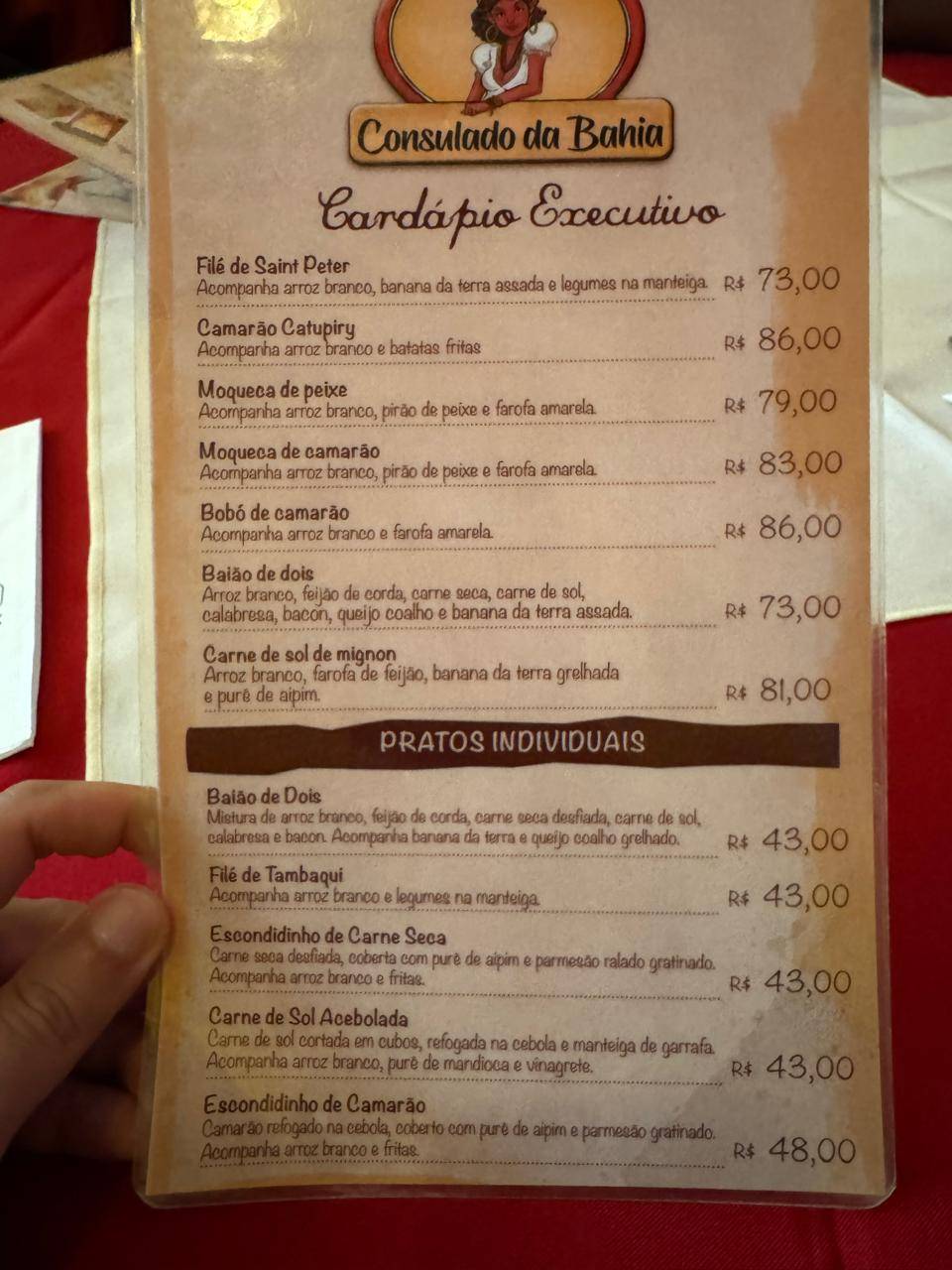 Consulado Da Bahia Da Praça cardápio