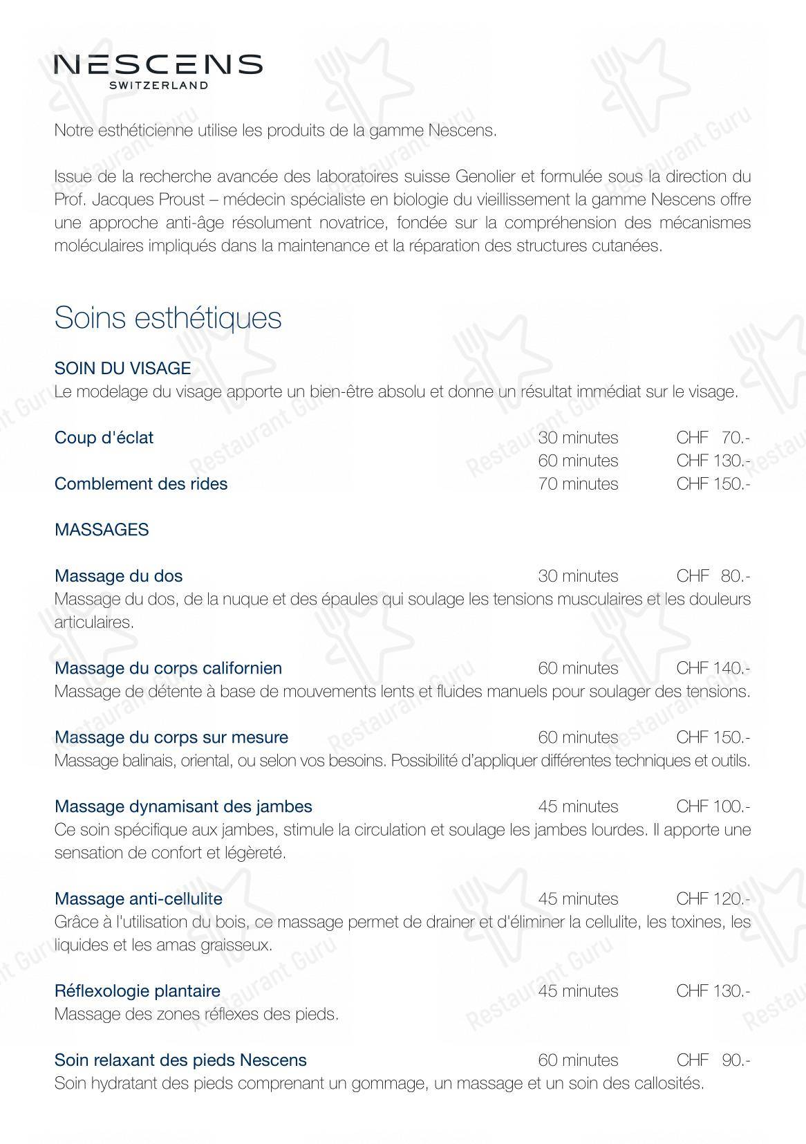Restaurant Côté Lac in Montreux - Menu bar
