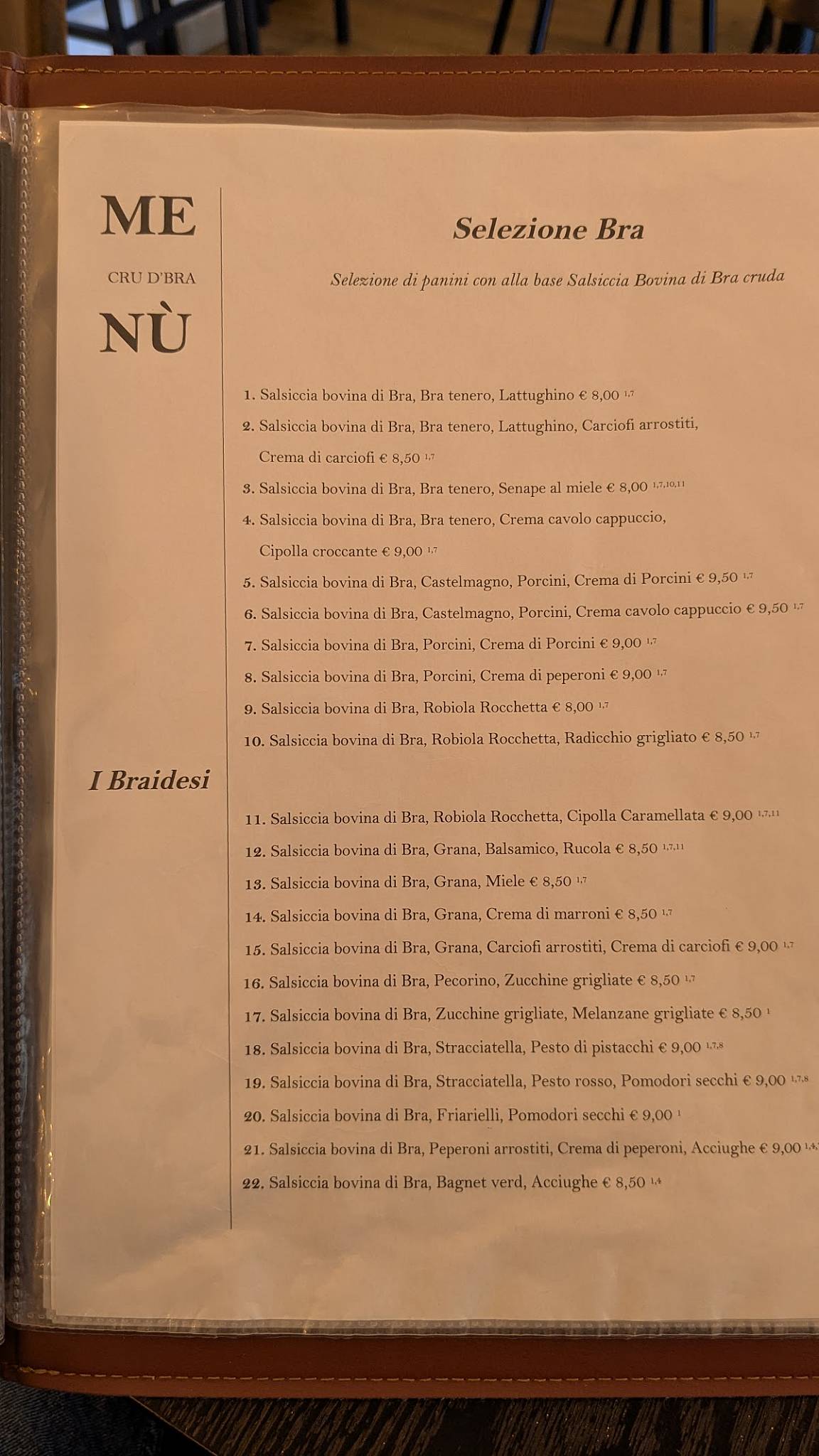 Menu di Cru d'Bra 