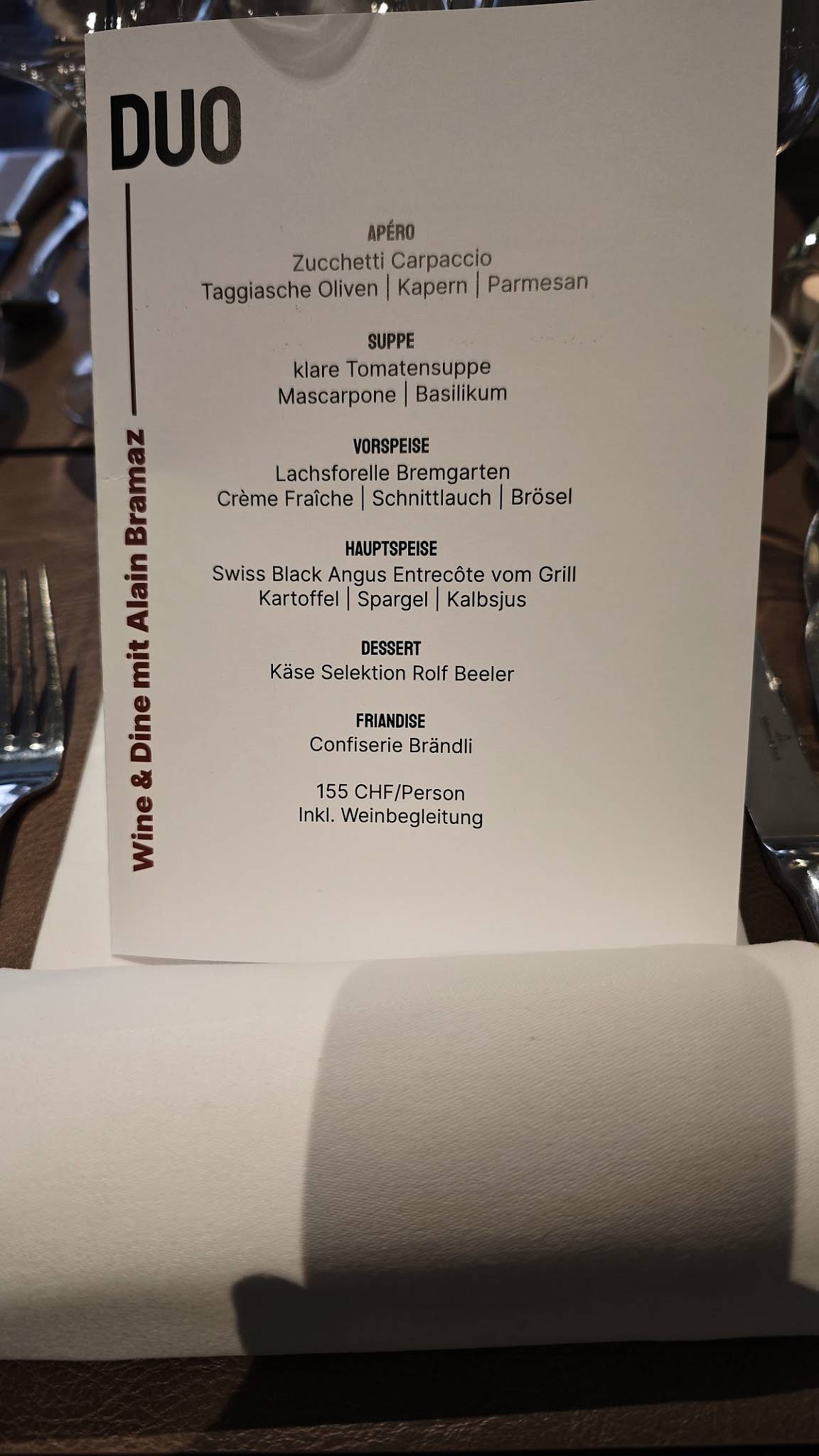 Menu di Restaurant DUO Lenzburg 
