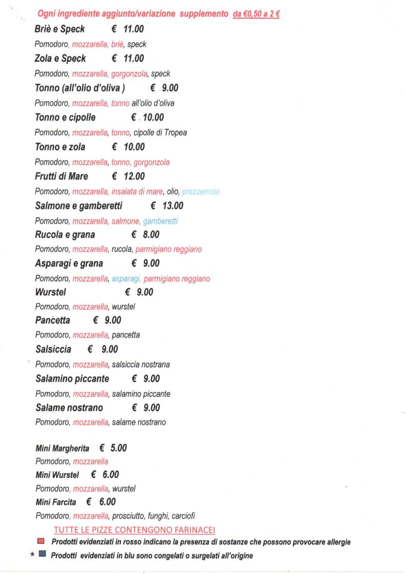 Menu di Da Domenico Pizzeria 