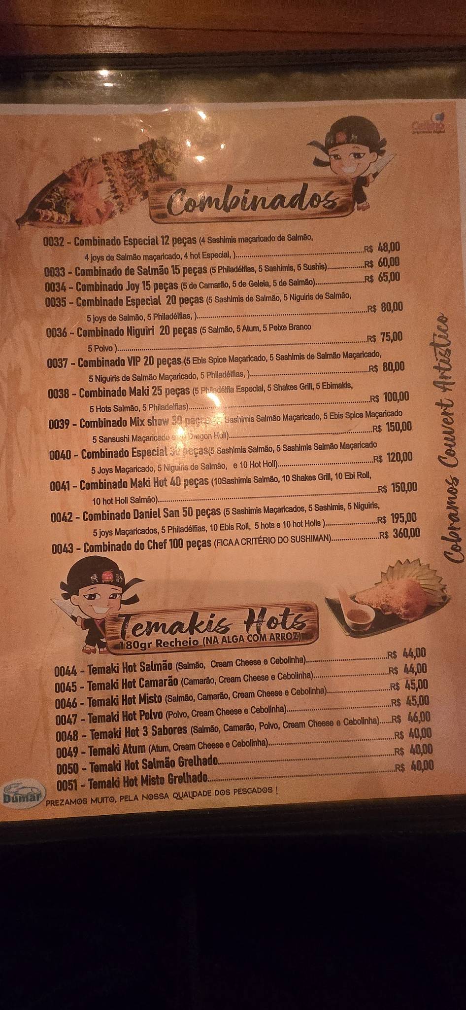 Daniel San cardápio