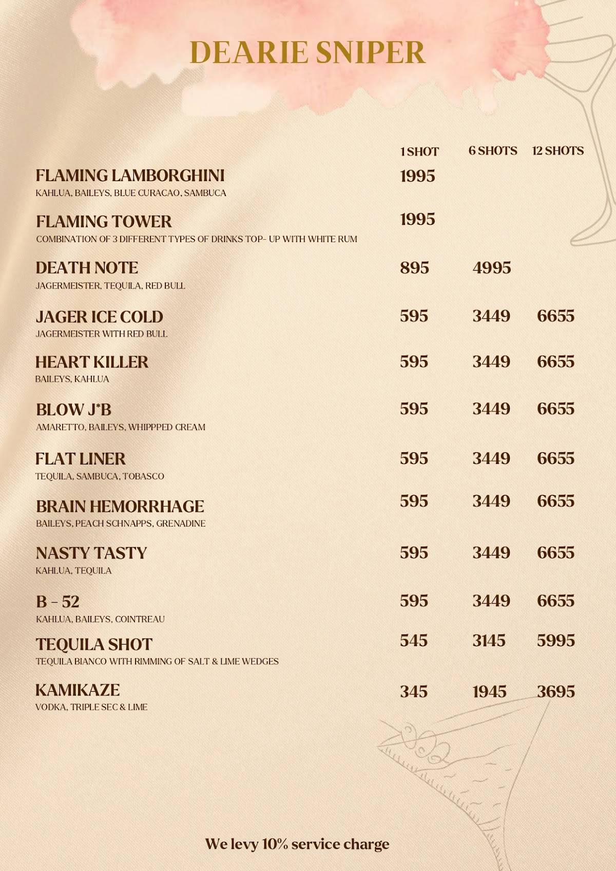 Dearie - Noida’s Best Microbrewery menu