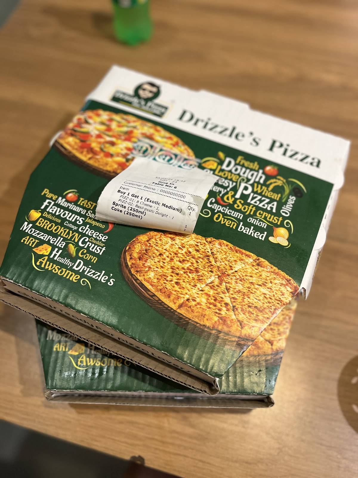 Drizzle’s pizza menu