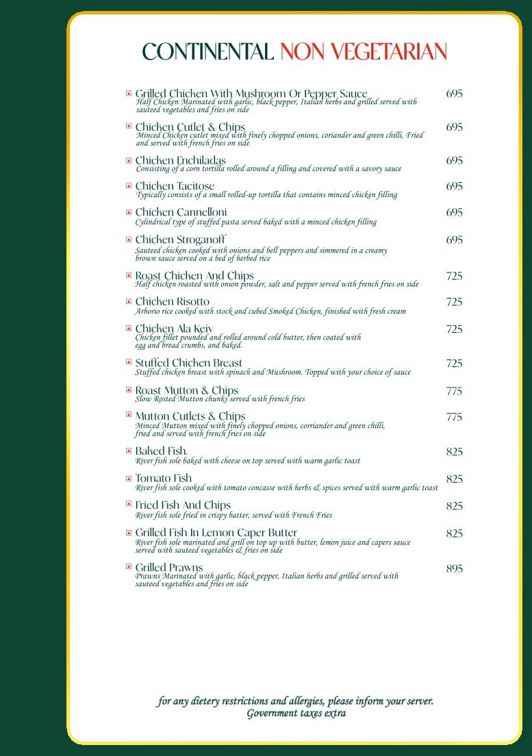 EL Chico Restaurant menu