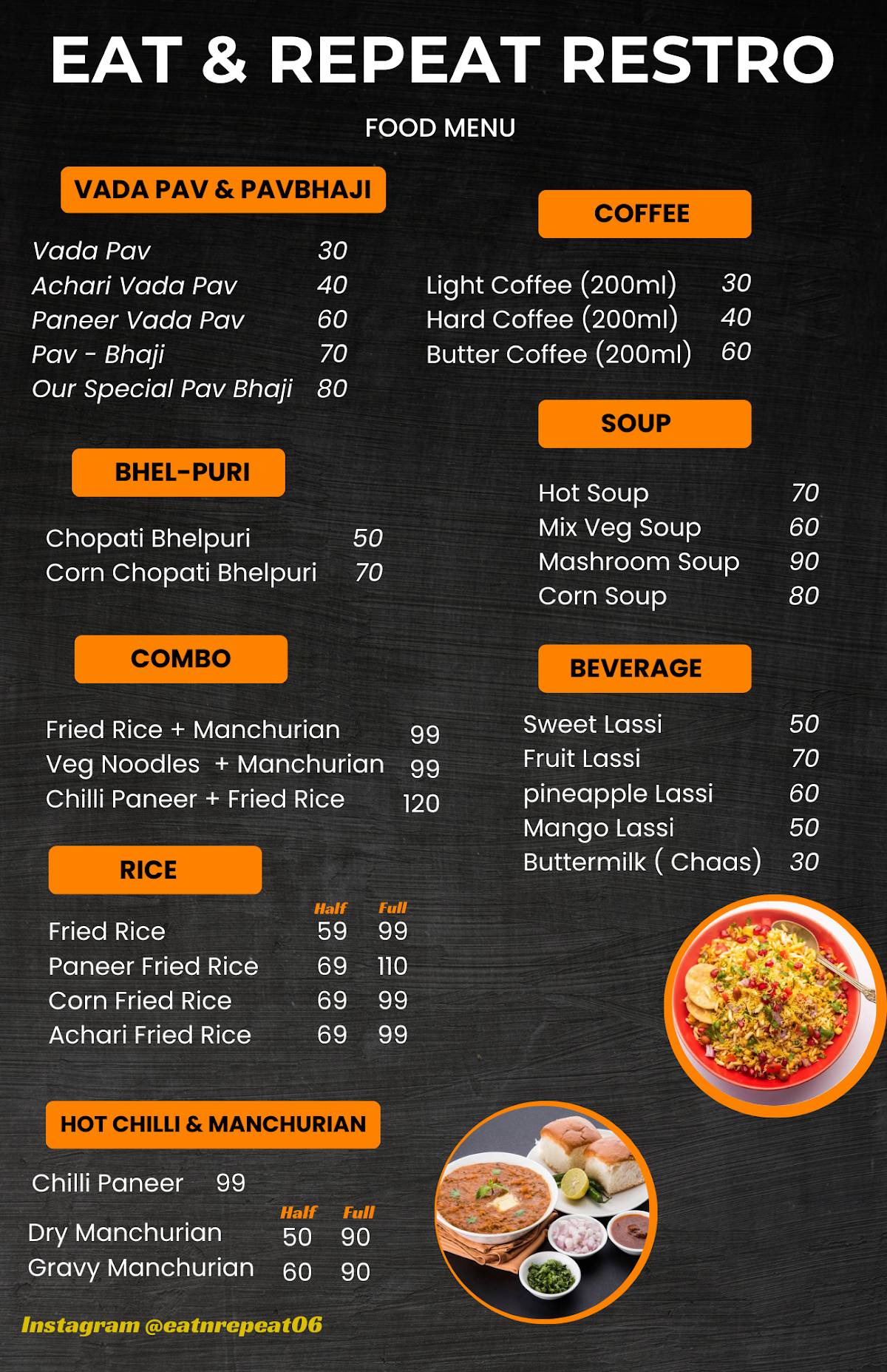 Eat And Repeat Cafe menu