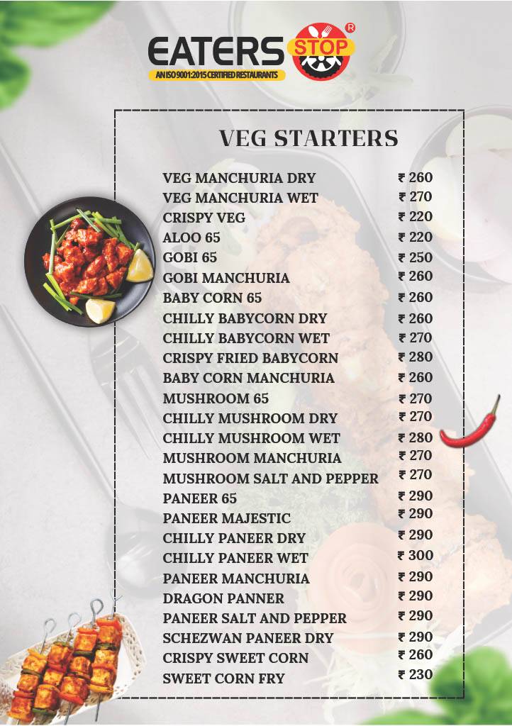 Eaters Stop Restaurant menu
