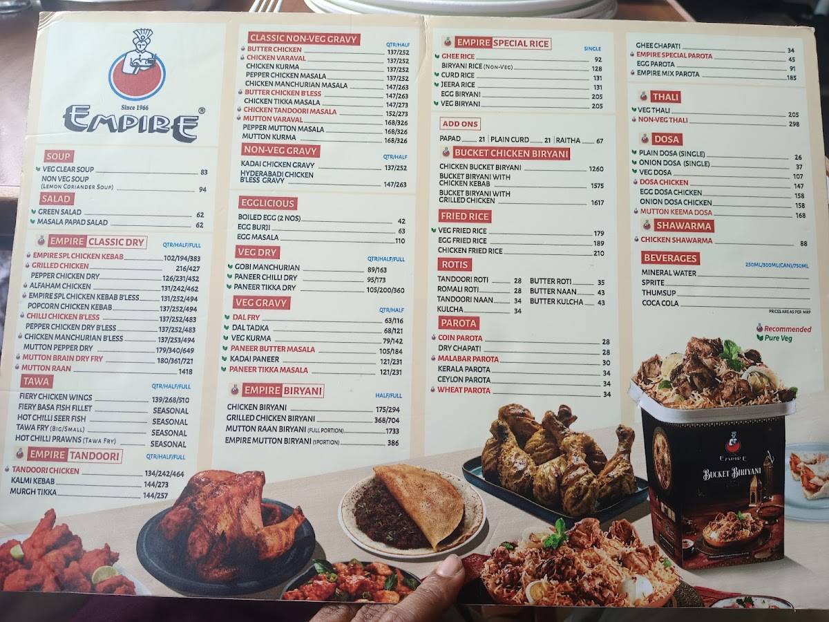 Empire Restaurant menu