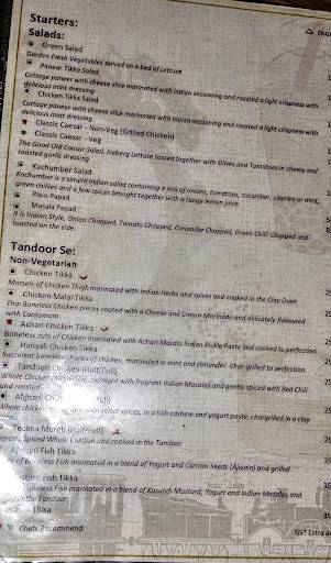 English Masala menu