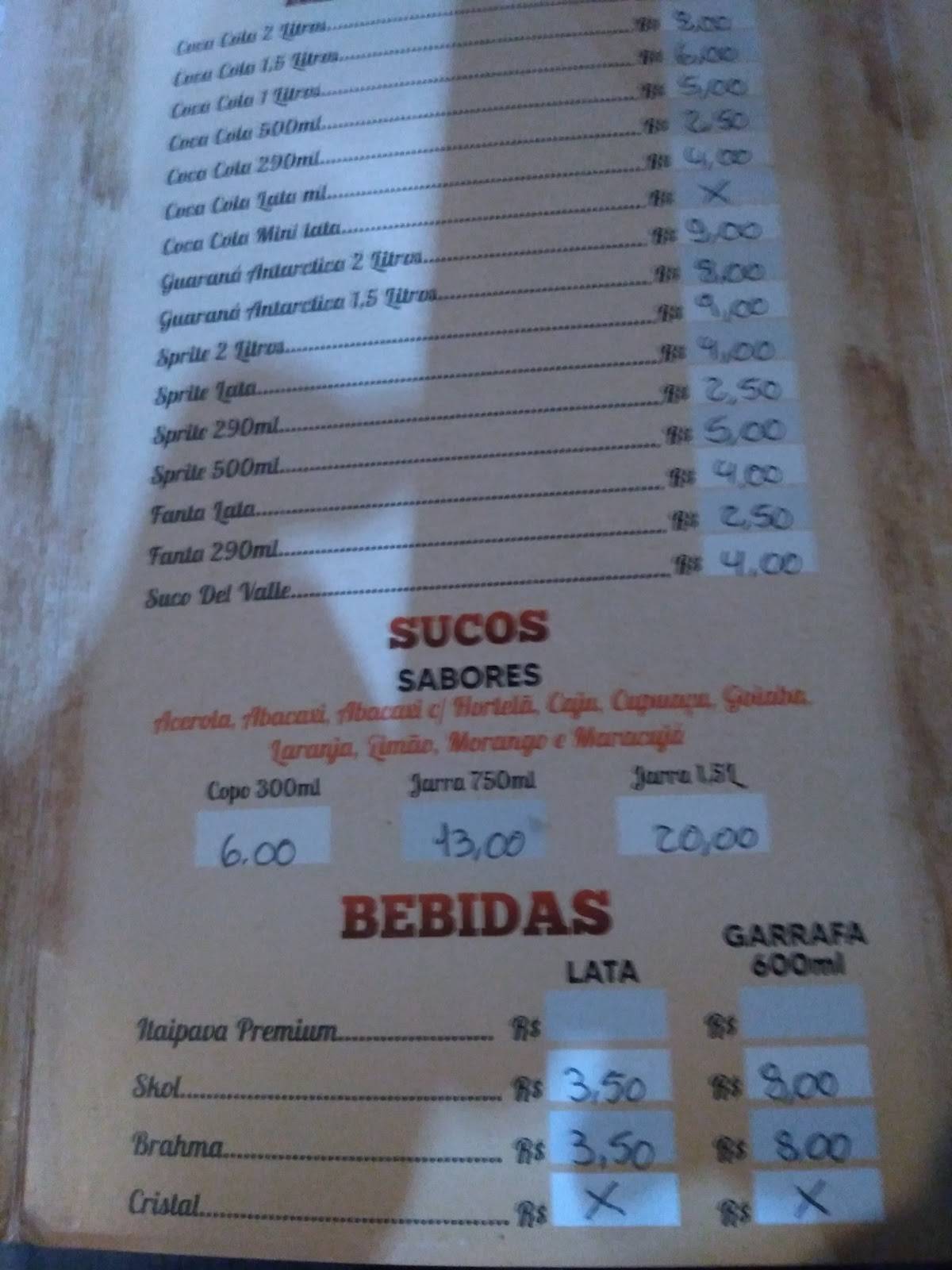 Espetos e Cia cardápio