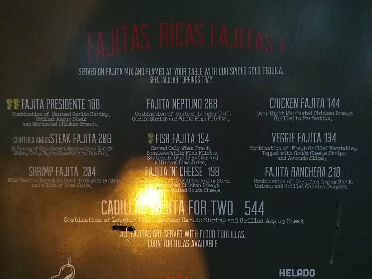 Menu at Fajita Repúblic restaurant, Nuevo Vallarta, Blvd. Nuevo