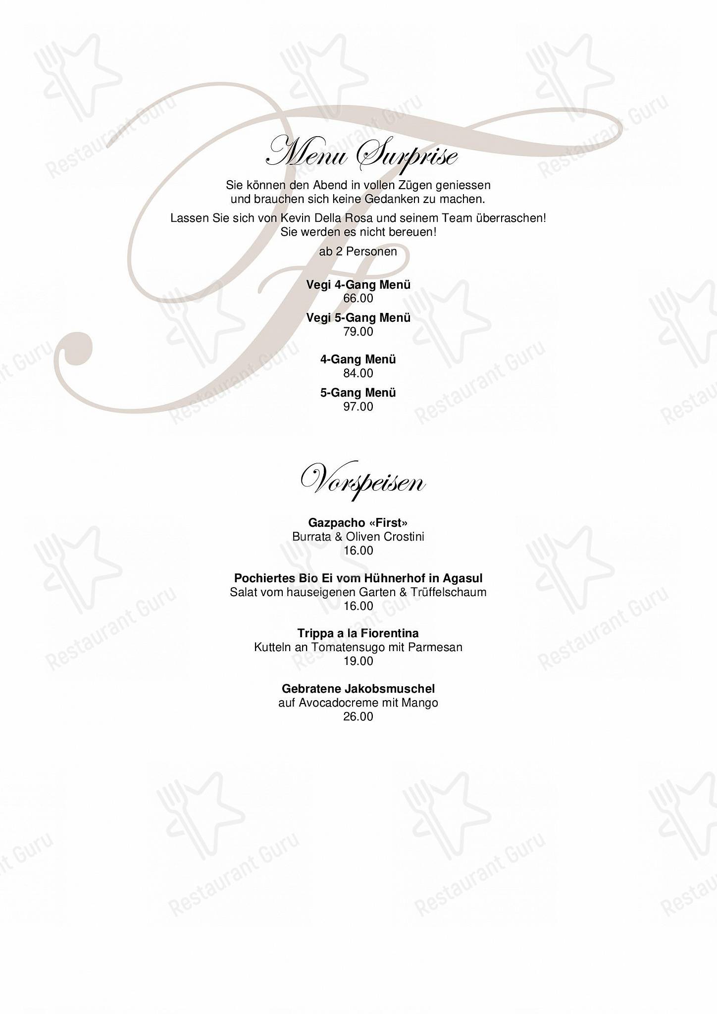 Drink menu per Restaurant First in Illnau-Effretikon