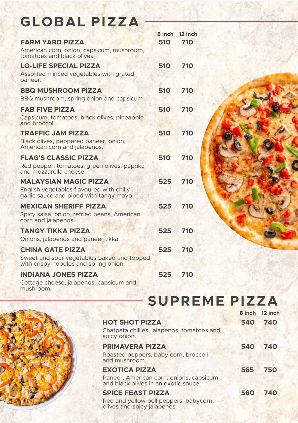 Flag's II Veg World Cuisine menu